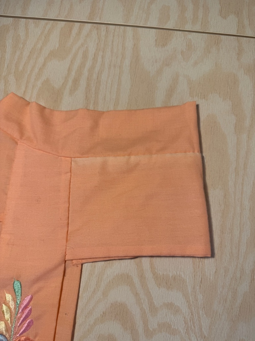 Peach Embroidered Cotton blend Mexican muumuu Midi Dress - Picture 8 of 9